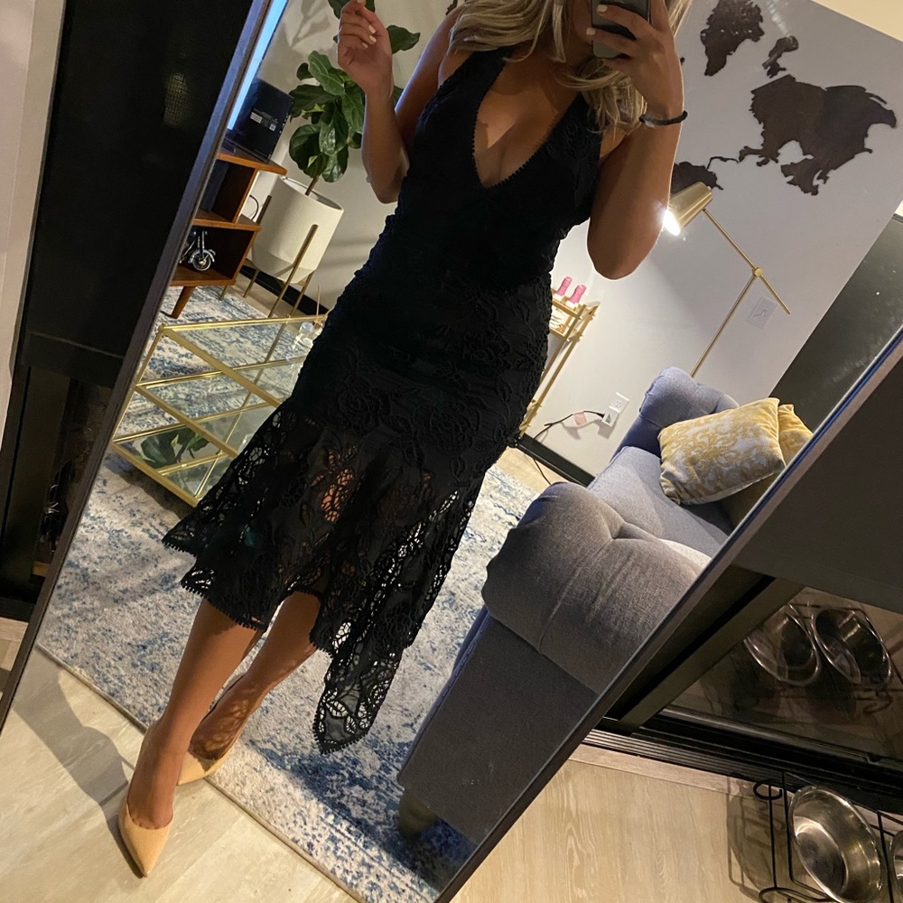 Karina Grimaldi lace asymmetrical dress